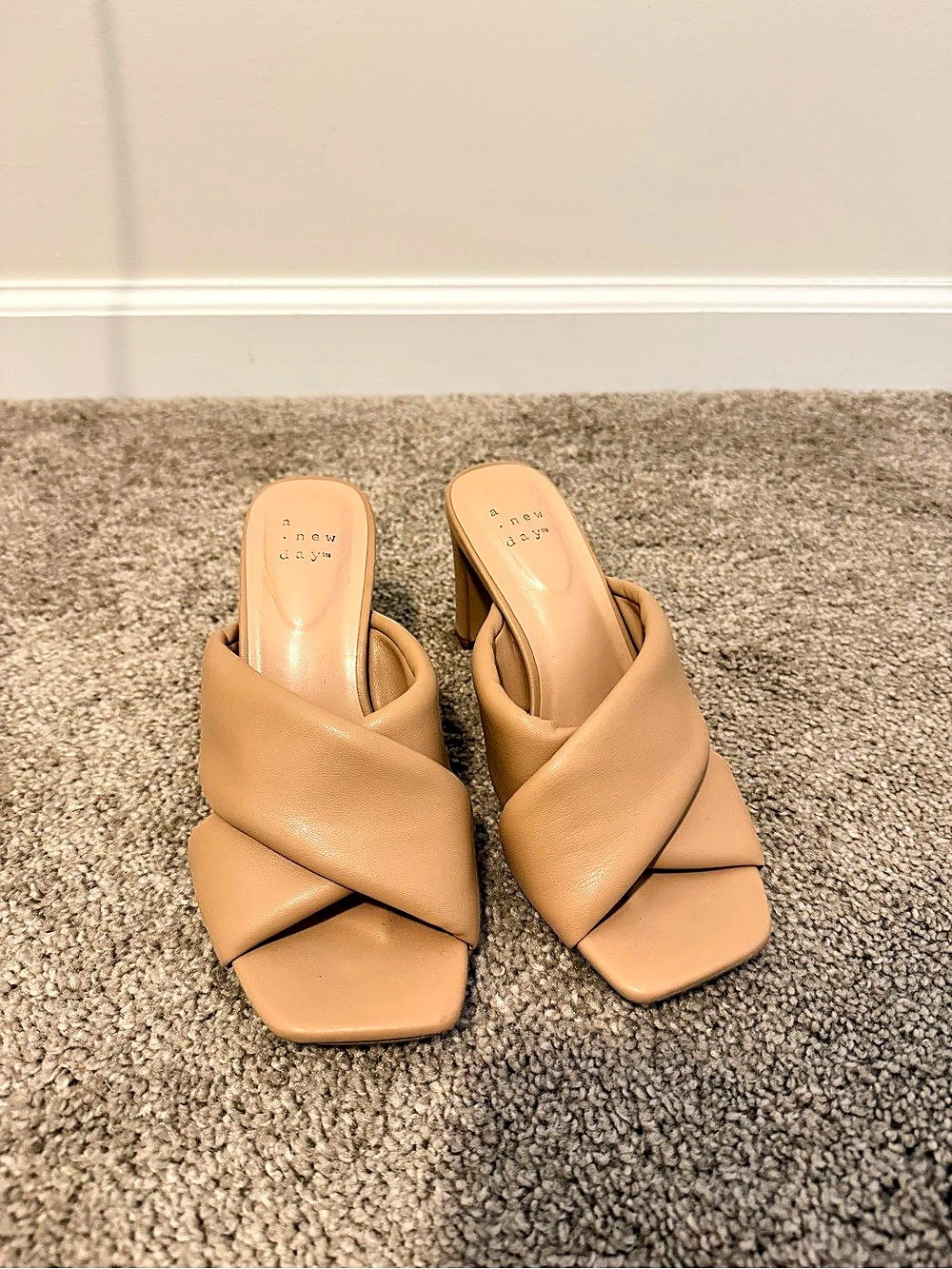 A new day Brown Square Toe Heeled Mules
